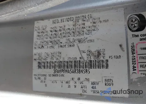 2010 Ford Fusion Se из США, поврежденный, VIN 3FAHP0HA5AR384585